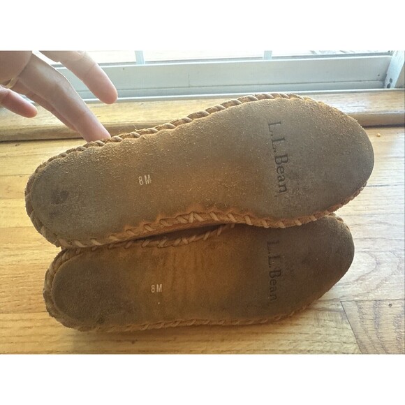Vtg LL Bean WICKED GOOD Mocs Brown Suede Leather SHEARLING LODGE Chukka Slippers - Picture 6 of 7